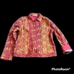 Pink and orange crocodile pattern Isaac Mizrahi coat